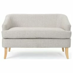 EFurnish Mid Century Loveseat, Curved Legs With Grey Polyester Upholstery