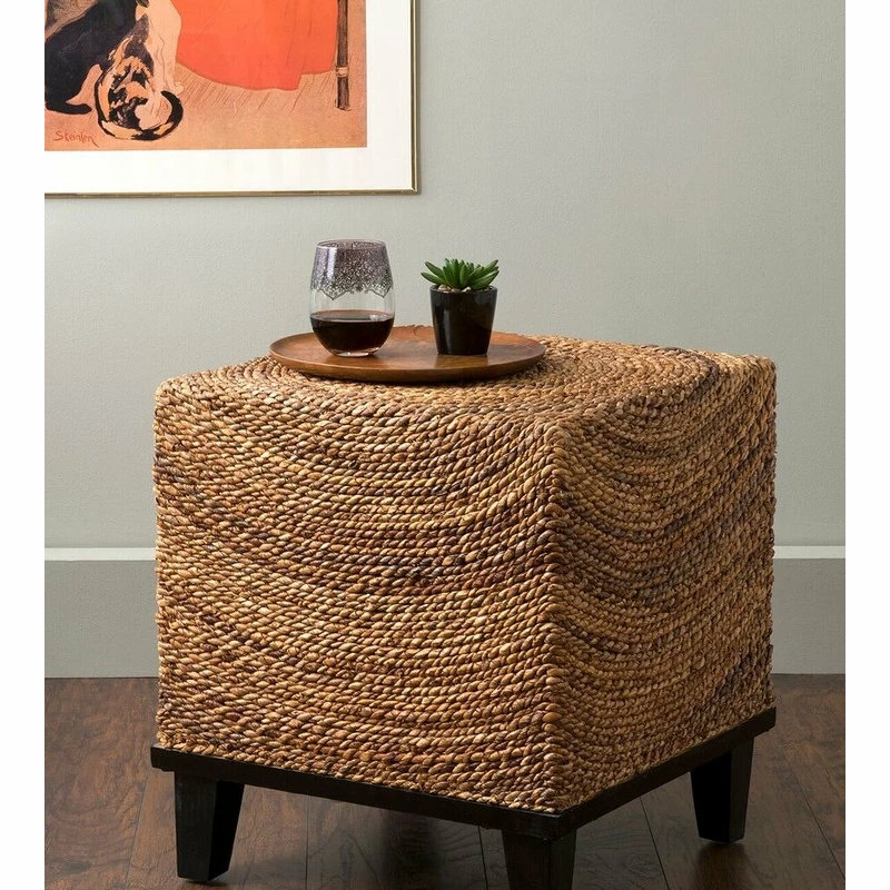 East At Main's Chruchill Brown Abaca Square Accent Table 3 East At Main's Chruchill Brown Abaca Square Accent Table