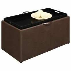 Convenience Concepts Designs4Comfort Sheridan Storage Bench With Reversible Tray And 2 Side Otto