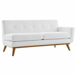 LexMod Engage Right-Arm Upholstered Fabric Loveseat, White