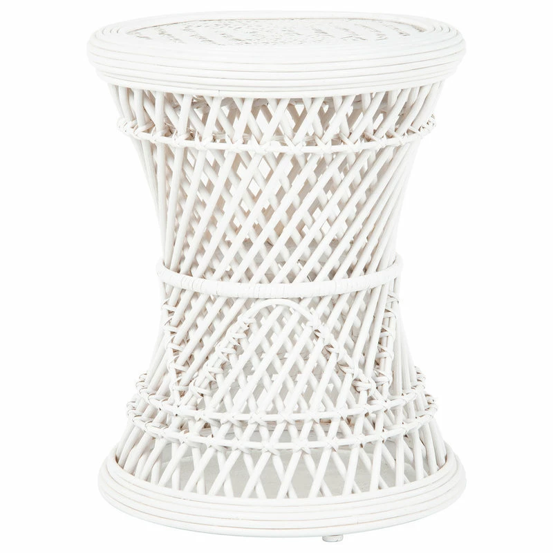 KOUBOO Coron Rattan Stool, Side Table/Planter Stand, White 3 KOUBOO Coron Rattan Stool, Side Table/Planter Stand, White