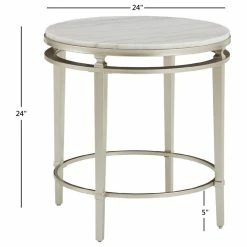 Inspire Q Milroy Champagne Silver Finish Round Marble Top End Table -GDF sofa Shop fd811fc800b16d40 0886 w800 h800 b1 p0
