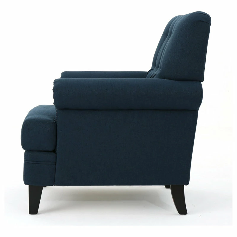 GDFStudio GDF Studio Arielle Plush Tufted Back Fabric Club Armchair, Navy Blue 10 GDFStudio GDF Studio Arielle Plush Tufted Back Fabric Club Armchair, Navy Blue - Image 8