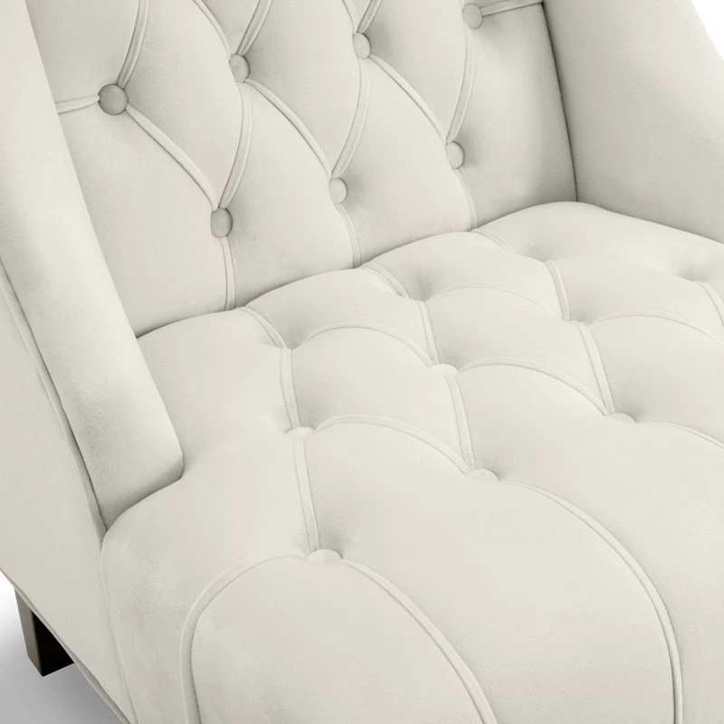 Belleze Tall Wingback Tufted Fabric Accent Chair With Nail Head, Beige 6 Belleze Tall Wingback Tufted Fabric Accent Chair With Nail Head, Beige - Image 4