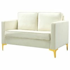 Karat Home Upholstered Sofa With Loose Back, Ivory