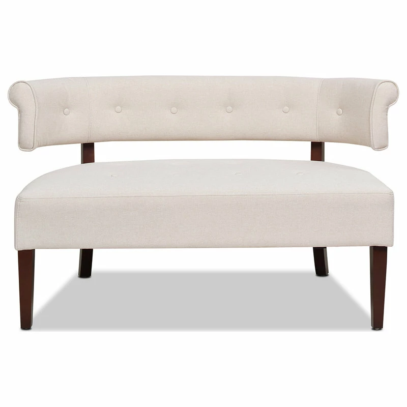 Jennifer Taylor Home Jared Roll Arm Tufted Bench Settee, Sky Neutral Beige Polyester Yarn-Dyed 3 Jennifer Taylor Home Jared Roll Arm Tufted Bench Settee, Sky Neutral Beige Polyester Yarn-Dyed