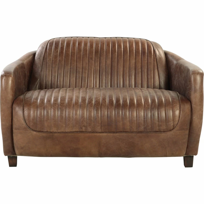 Acme Furniture Acme Loveseat In Retro Brown TG Leather And Aluminum Finish 53546 3 Acme Furniture Acme Loveseat In Retro Brown TG Leather And Aluminum Finish 53546
