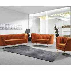 Meridian Furniture Margo Cognac Velvet Loveseat, Cognac -GDF sofa Shop fe51cea5027414be 6479 w800 h800 b0 p0