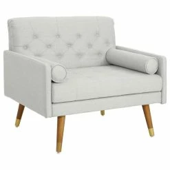 GDFStudio Nour Fabric Mid-Century Modern Club Chair, Light Gray/Dark Walnut -GDF sofa Shop fed1198e0f90788f 6562 w800 h800 b1 p0