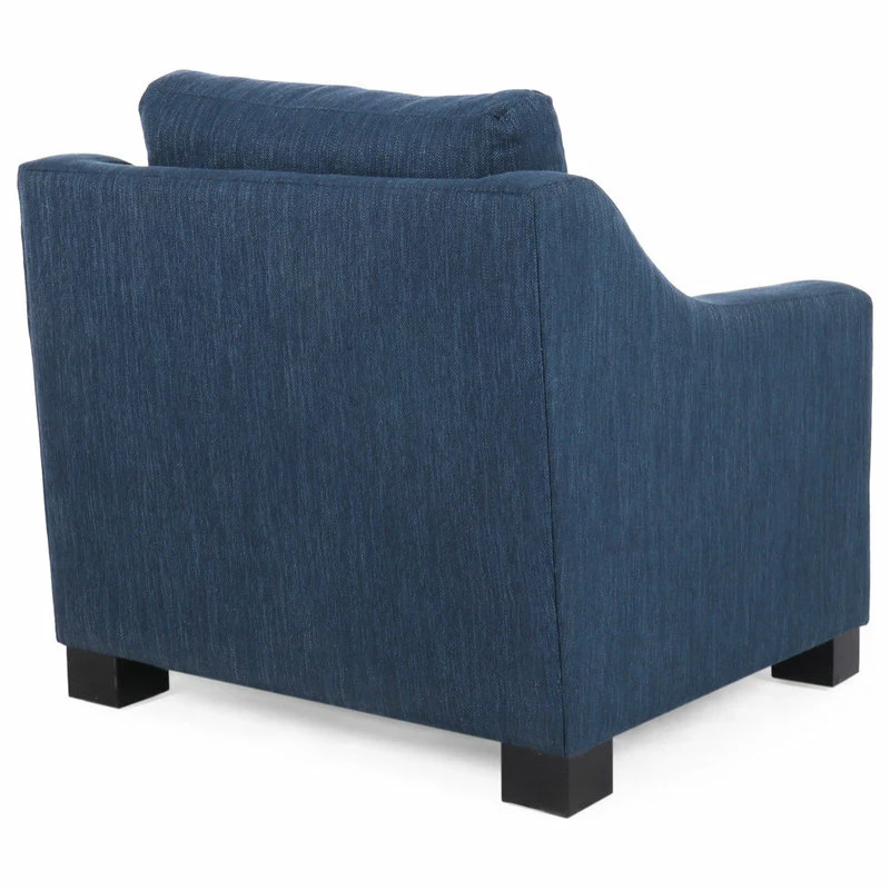 GDFStudio Casen Fabric Club Chair, Navy Blue/Dark Brown 5 GDFStudio Casen Fabric Club Chair, Navy Blue/Dark Brown - Image 3