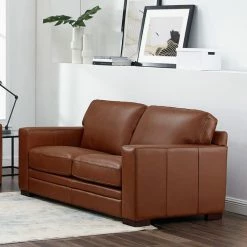 Hydeline USA Hydeline Dillon Top Grain Leather Sofa Collection, Cinnamon Brown, Loveseat -GDF sofa Shop ff81dfeb02bd4e98 5209 w800 h800 b0 p0