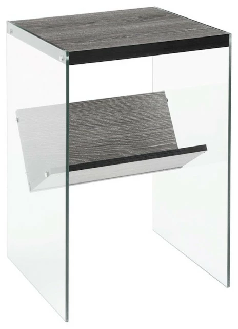 Convenience Concepts SoHo End Table, Weathered Gray/Glass 3 Convenience Concepts SoHo End Table, Weathered Gray/Glass