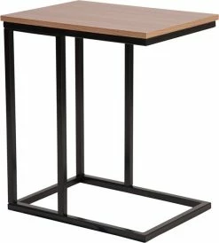 Flash Furniture Aurora Rustic Wood Grain Finish Side Table With Black Metal Cantilever Base