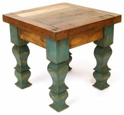 Mexican Imports Rustic Old Door End Table, Turquoise