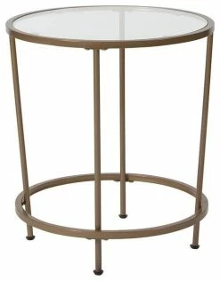 Flash Furniture Astoria Collection Glass End Table With Matte Gold Frame, Clear/Matte Gold