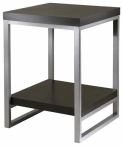 Winsome Jared End Table With Enamel Steel Tube In Dark Espresso