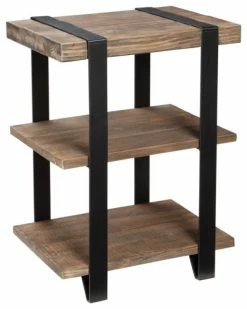 Bolton Furniture, Inc. Alaterre Furniture Modesto 2-Shelf Metal Strap And Reclaimed Wood End Table