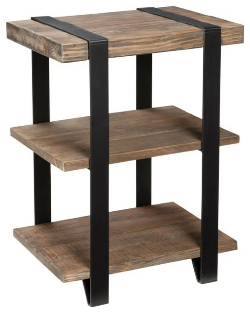 Bolton Furniture, Inc. Alaterre Furniture Modesto 2-Shelf Metal Strap And Reclaimed Wood End Table 3 Bolton Furniture, Inc. Alaterre Furniture Modesto 2-Shelf Metal Strap And Reclaimed Wood End Table