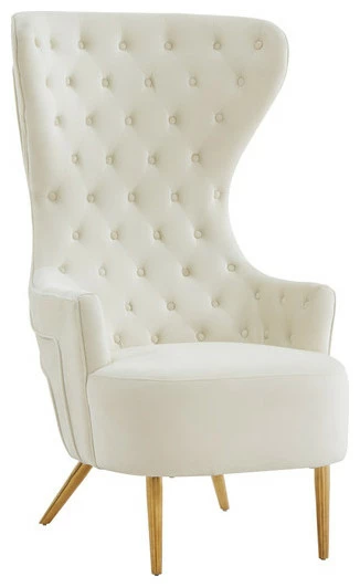 TOV Furniture Jezebel Cream Velvet Wingback Chair - Cream 3 TOV Furniture Jezebel Cream Velvet Wingback Chair - Cream