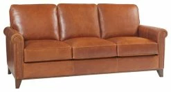 Artistic Leathers Traditional Small Roll Arm With Polished Wood Base