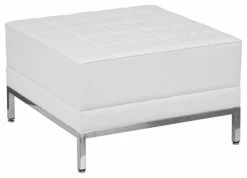 Flash Furniture HERCULES Imagination Series LeatherSoft Quilted Tufted Modular Ottoman, White