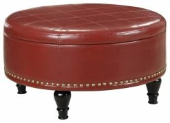 Office Star Products Augusta Storage Ottoman, Crimson Red
