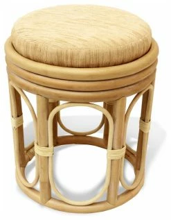 SK New Interiors Pier Handmade Wicker Stool, White Wash