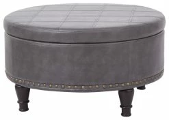 Office Star Products Augusta Storage Ottoman, Pewter